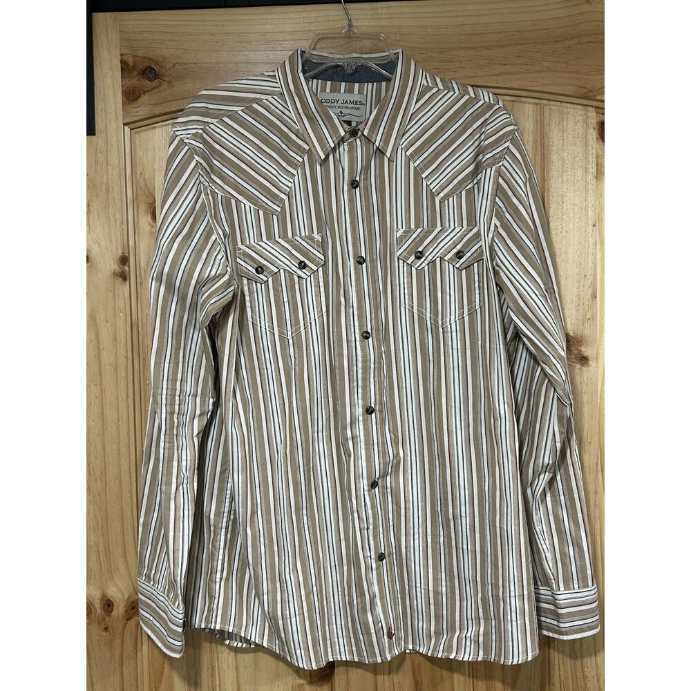 Cody James Authentic Western Button Up Mens Shirt Pearl Snaps Long Sleeve L